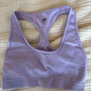 Alo Lavender Ribbed Sports Bra